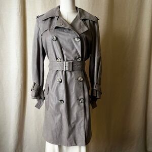 Vintage Rizal Gray Leather Trench Coat Belted Double Breasted Size 42